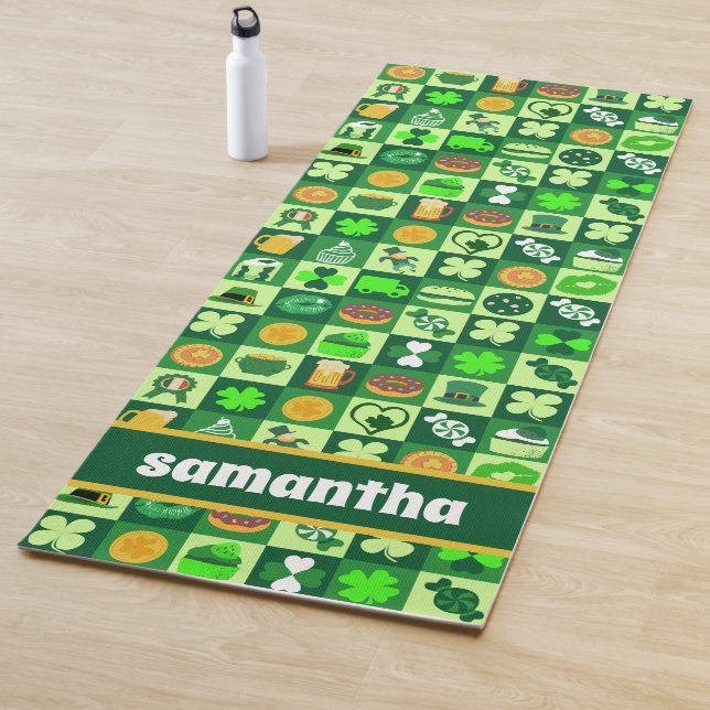 St. Patrick’s Day Icons Seamless Pattern Yoga Mat (In Situ)