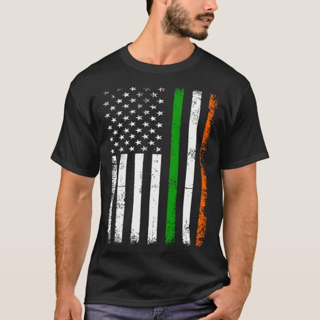 St Patrick s Day Ireland s Irish American Flag T-Shirt (Front)