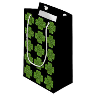 St. Patrick’s day, Irish green glittering clover Small Gift Bag
