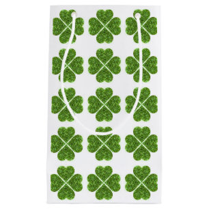 St. Patrick’s day, Irish green glittering clover Small Gift Bag