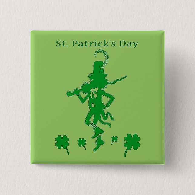 St. Patrick’s Day Leprechaun Button (Front)