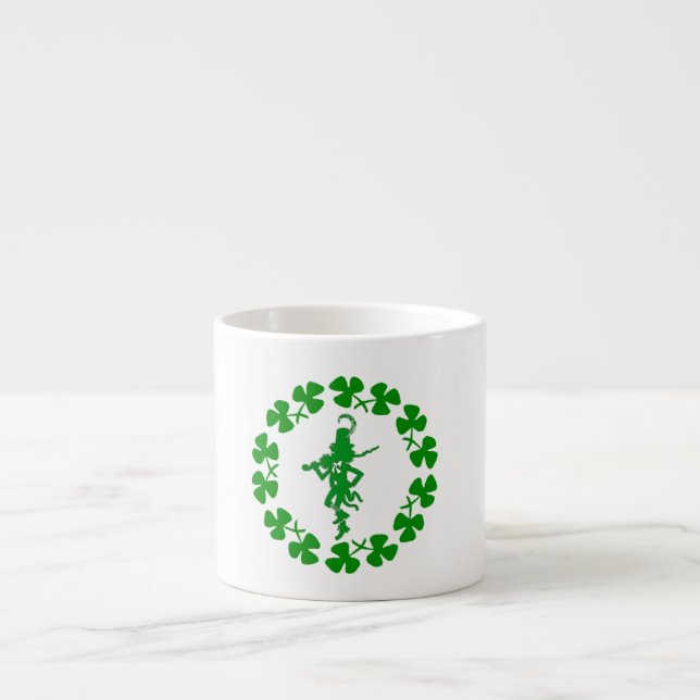 St. Patrick’s Day Leprechaun Shamrock Ring  Espres Espresso Cup (Front)
