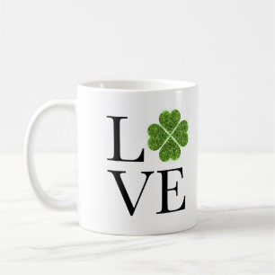 St. Patrick’s day Love green glitter shamrock Coffee Mug