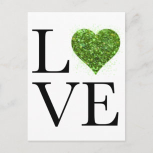 St. Patrick’s day Love green glittering heart Postcard