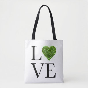 St. Patrick’s day   Love   green glittering heart Tote Bag
