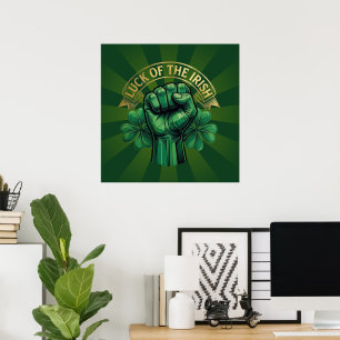 St. Patrick’s Day Luck of the Irish Fist Shamrock Poster