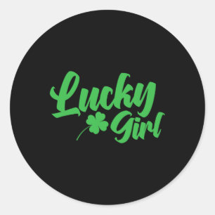 St. Patrick`s Day Lucky Girl  Classic Round Sticker