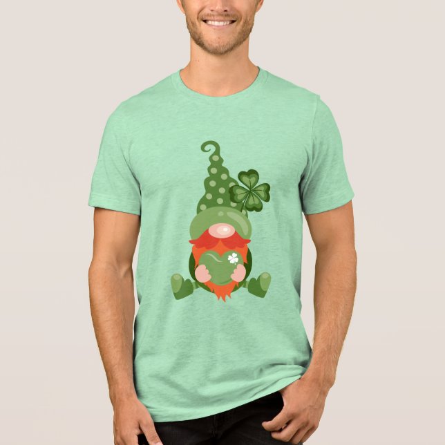 St. Patrick’s Day Lucky Gnome Tri-Blend Shirt (Front)