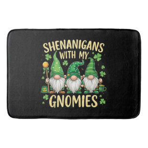St Patrick’s Day Lucky Shamrock Gnome  Bath Mat