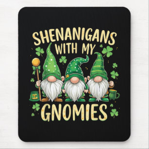 St Patrick’s Day Lucky Shamrock Gnome  Mouse Mat