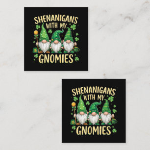St Patrick’s Day Lucky Shamrock Gnome  Square Business Card