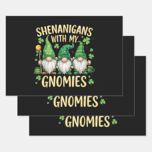 St Patrick’s Day Lucky Shamrock Gnome  Wrapping Paper Sheet