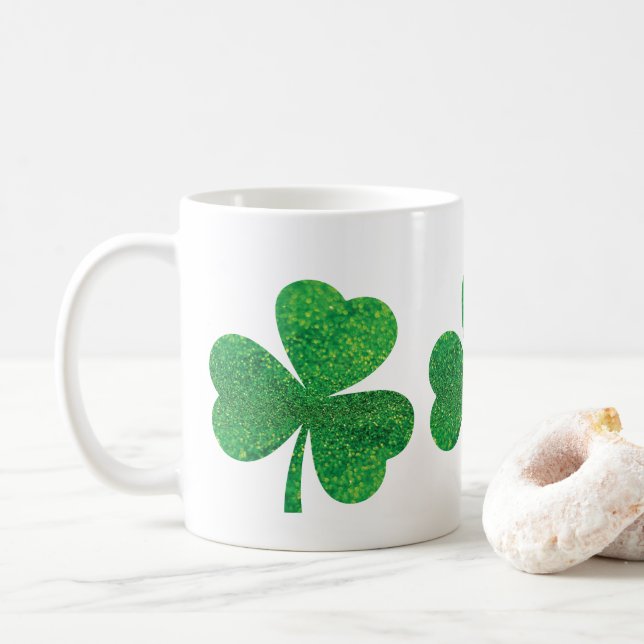 St. Patrick’s Day Mug – Lucky Shamrock Coffee Cup, (With Donut)