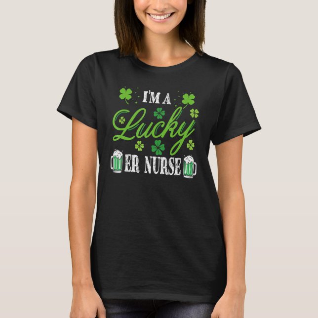 St Patrick S Day Pajama I M A Lucky Er Nurse Irish T-Shirt (Front)