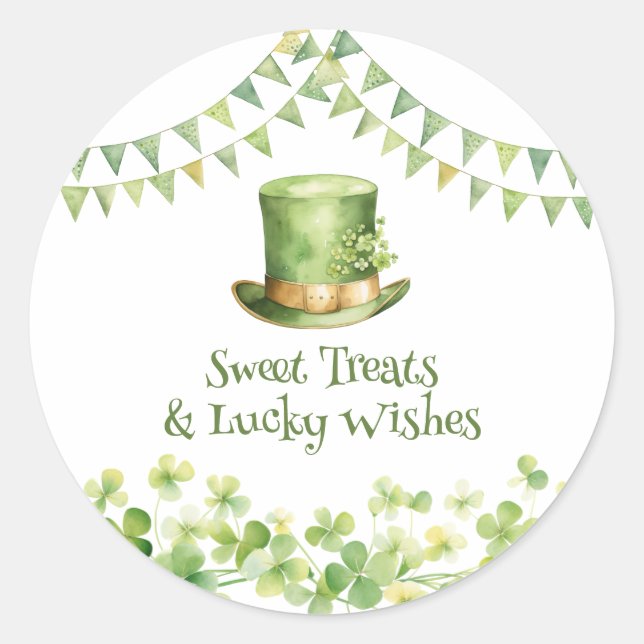 St Patrick’s Day Party Green Clover Gift Label (Front)