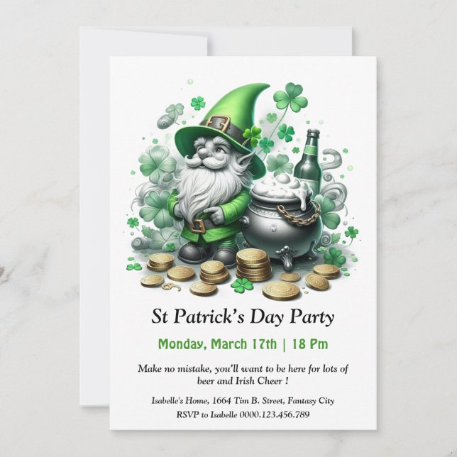 St. Patrick’s Day Party Invitation – Lots of Beer  (Front)