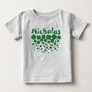 St. Patrick’s Day Personalised name with shamrocks Baby T-Shirt
