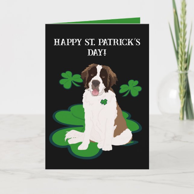 St. Patrick’s Day Saint Bernard  Holiday Card (Front)