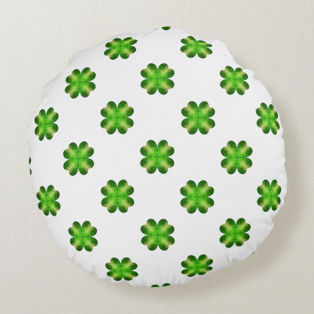 St. Patrick’s Day Shamrock Background Round Cushion (Back)