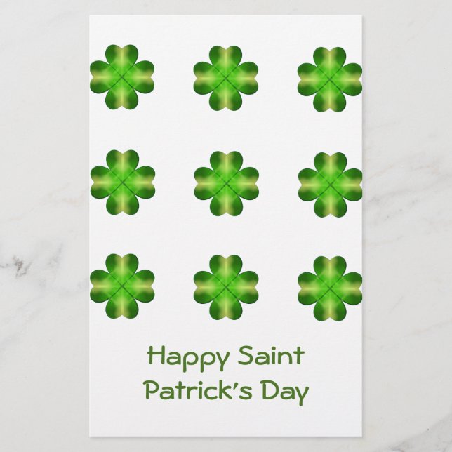 St. Patrick’s Day Shamrock Background Stationery (Front)
