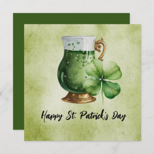 St. Patrick’s Day Shamrock Clover and beer  Card