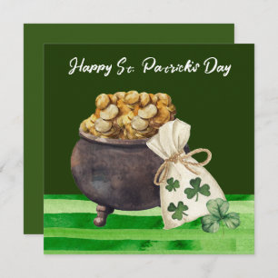 St. Patrick’s Day Shamrock Clover and Pot  Card