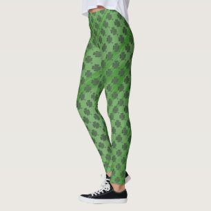St Patrick`s Day Shamrock Green Pattern Leggings