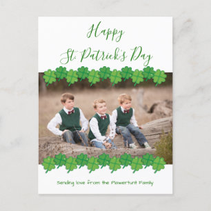 St. Patrick’s Day Shamrock White Green Photo Holiday Postcard