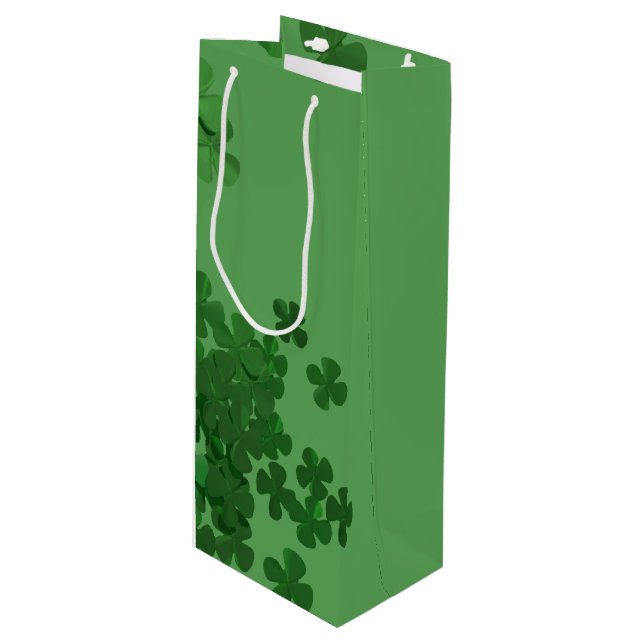 St. Patrick’s Day Shamrock Wine Gift Bag (Front Angled)