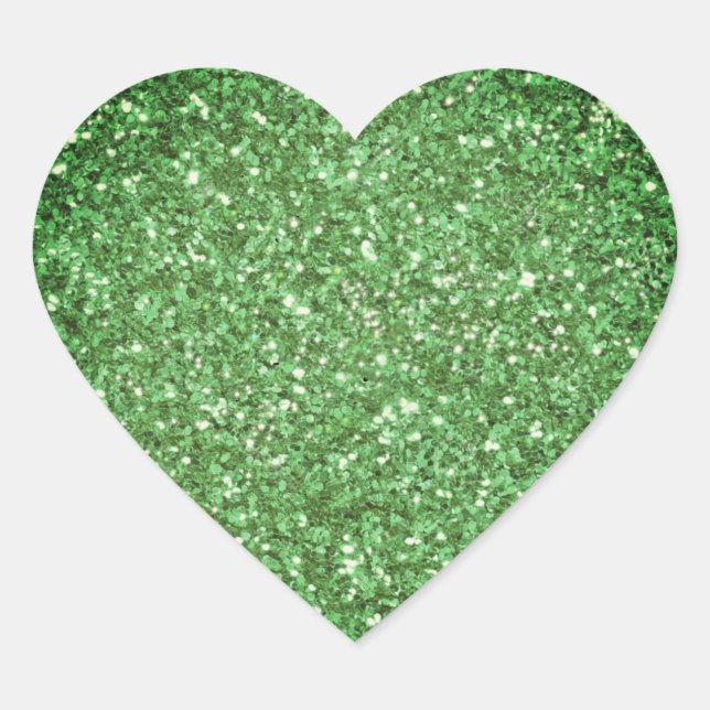 St. Patrick’s day sparkle glitter green pattern Heart Sticker (Front)