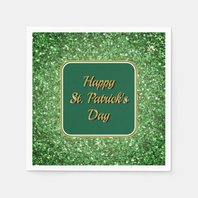 St. Patrick’s day sparkle glitter green pattern Napkin (Front)