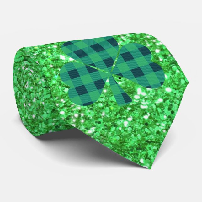 St. Patrick’s day sparkle glitter Kelly green  Nec Tie (Rolled)
