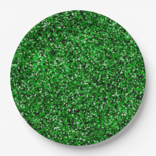 St. Patrick’s day sparkle glitter kelly green  Paper Plate