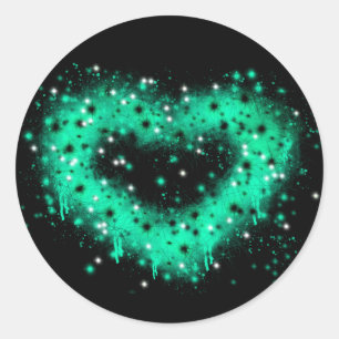 St. Patrick’s day   spray paint glittering heart Classic Round Sticker
