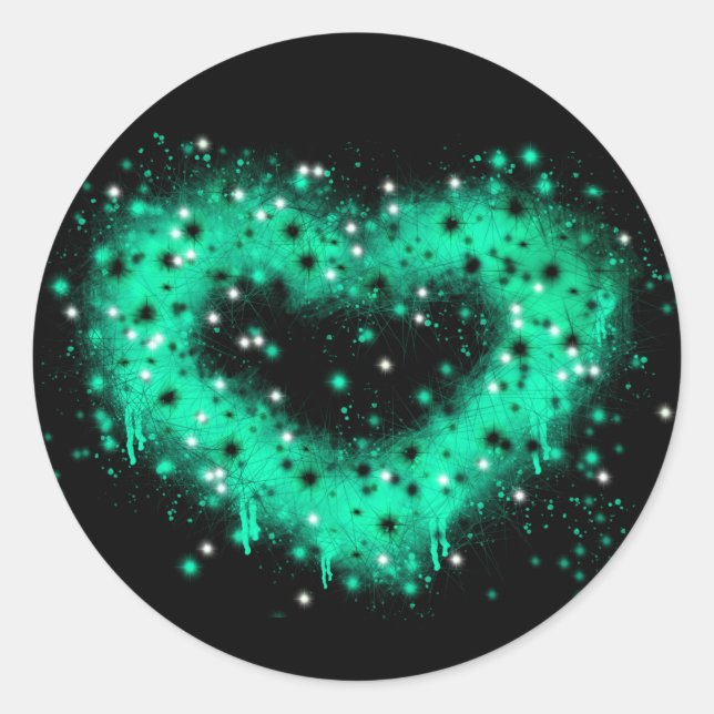 St. Patrick’s day | spray paint glittering heart Classic Round Sticker (Front)