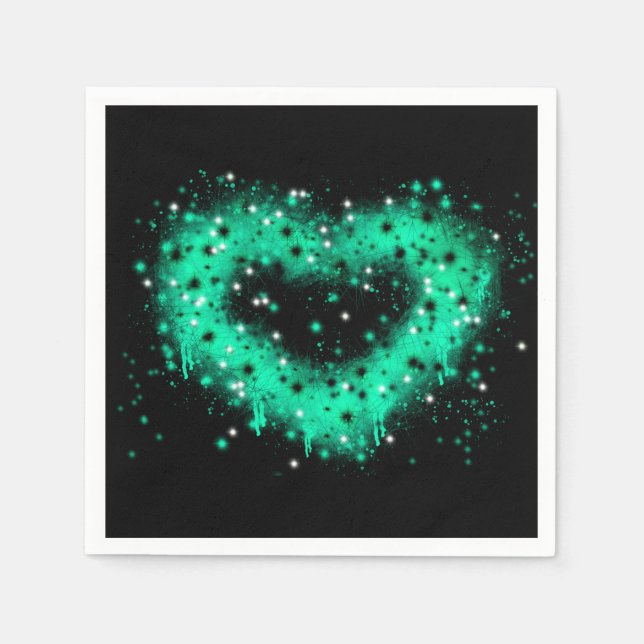 St. Patrick’s day | spray paint glittering heart Napkin (Front)