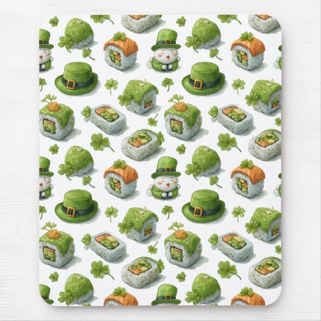 St. Patrick’s Day Sushi Rolls & Shamrock Mouse Mat (Front)