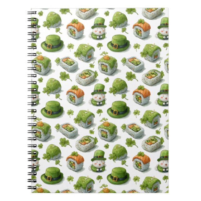 St. Patrick’s Day Sushi Rolls & Shamrock Notebook (Front)