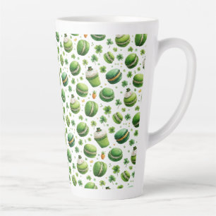 St. Patrick’s Day Watercolor Macaron & Shamrock Latte Mug