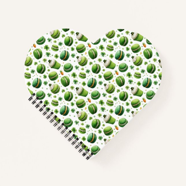 St. Patrick’s Day Watercolor Macaron & Shamrock  Notebook (Front)
