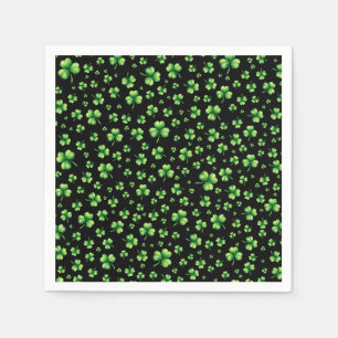 St. Patrick’s Day Watercolor Shamrock on black Napkin