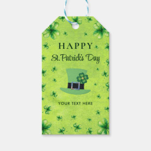 St. Patrick’s Day Watercolor Shamrock on green Gift Tags