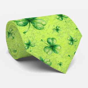St. Patrick’s Day Watercolor Shamrock on green Tie