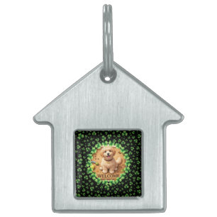 St. Patrick’s Day Watercolor Shamrock with photo Pet ID Tag