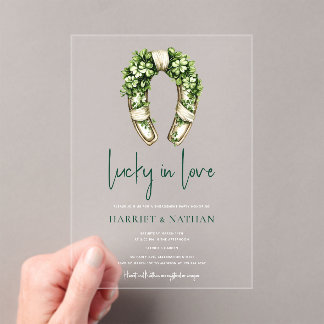 St Patrick’s Engagement Party Horseshoe Acrylic Invitations