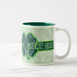 St. Patrick’s ‘Great Craic’ Shamrock Grunge  Two-Tone Coffee Mug