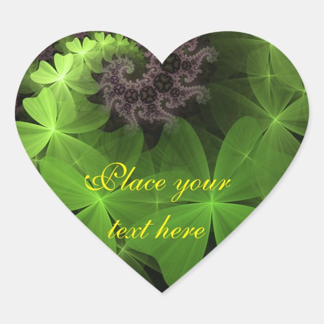 St Patrick Shamrock Field Heart Sticker (Front)