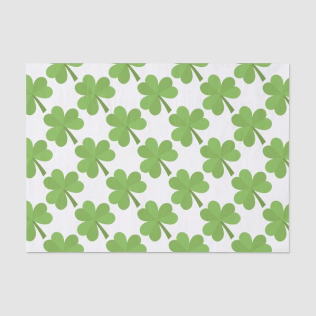 St. Patrick Shamrock Irish Ireland Clover Pattern Tissue Paper (Front)