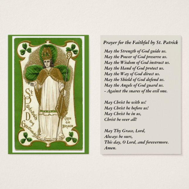 St. Patrick Shamrocks Bishop Prayer (Front & Back)