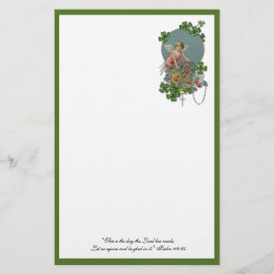 St. Patrick Shamrocks Religious Scripture Angel  Stationery